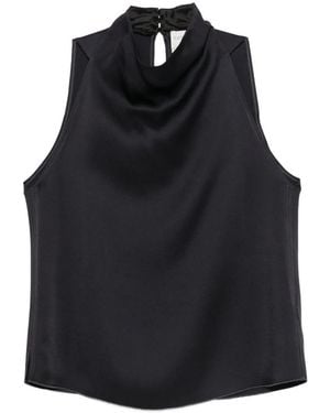 forte_forte High-Neck Sleeveless Blouse - Blue