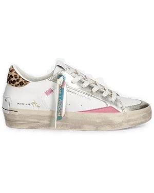 Crime London Leopard-Print Metallic Trainers - White