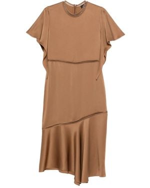 Fabiana Filippi Gathered-Detail Midi Dress - Brown