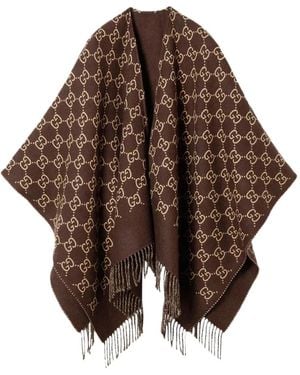 Gucci Cape Aus Gg Wolljacquard - Braun