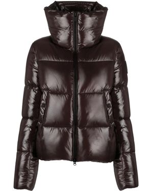 Save The Duck Logo-Patch Padded Puffer Jacket - Brown