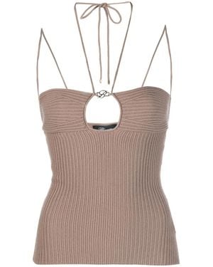 Blumarine Halterneck Knitted Top - Natural