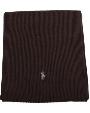 Ralph Lauren Ribbed Logo Scarf - Black