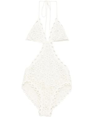 Norma Kamali Maillot De Bain À Dentelle Fleurie - Blanc