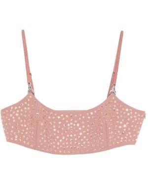 Patrizia Pepe Rhinestone-Embellished Crop Top - Pink