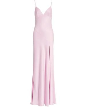 Alberta Ferretti Satin-Finish Slit-Detail Maxi Dress - Pink