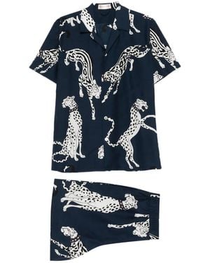 Olivia Von Halle Emeli Printed Short-Sleeve Pyjama (Set Of Two) - Blue