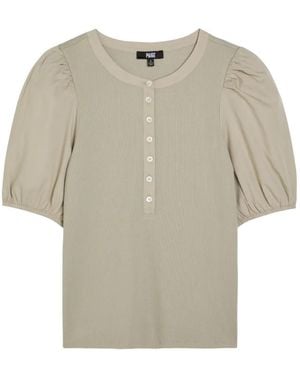 PAIGE Brandy Top Met Pofmouwen En Knopen - Naturel