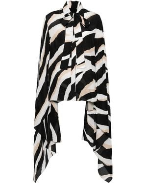 Elie Saab Zebra-Print Silk Shirt - Black