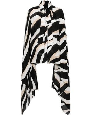 Elie Saab Zebra-Print Silk Shirt - Black