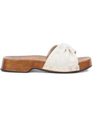 Ganni Twist-Detail Sandals - White
