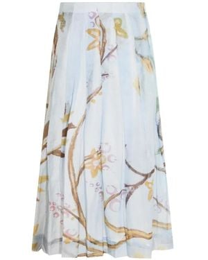 TALKING WALLS Floral-Print Pleated Skirt - White