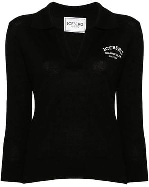 Iceberg Virgin Wool Polo Top - Black