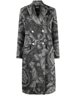 Versace Barocco Stencil Double-Breasted Coat - Gray