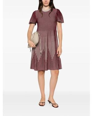 Emporio Armani Striped Short-Sleeve Midi Dress - Red