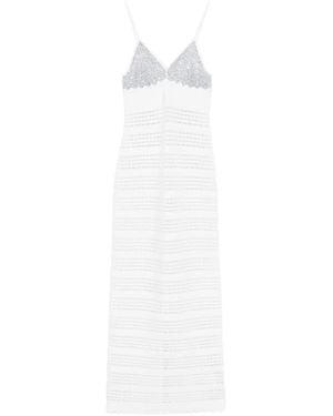 Genny Robe Longue À Ornements En Cristal - White