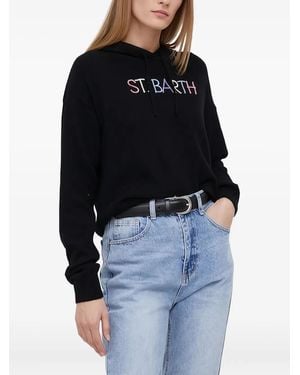 MC2 Saint Barth Logo-Embroidered Hoodie - Blue