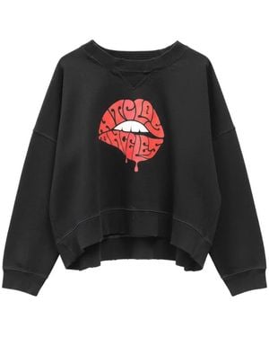 HTC Lips-Print Studded Sweater - Black