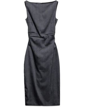 Prada Robe Stretch À Fronces - Gris