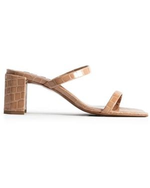 BY FAR Tanya Embossed Square-toe Mules - Natural