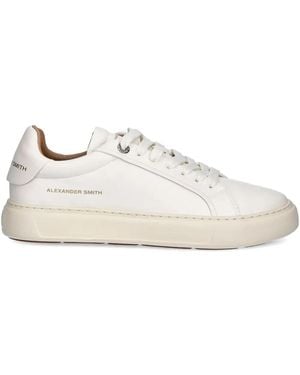 Alexander Smith Leather Lace-Up Sneakers - White