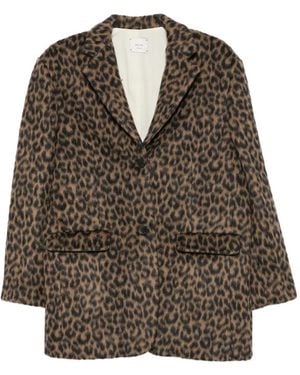 Alysi Leopard-Print Notched-Lapel Coat - Brown