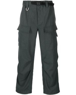 Y-3 Belted-Waist Straight-Leg Pants - Gray
