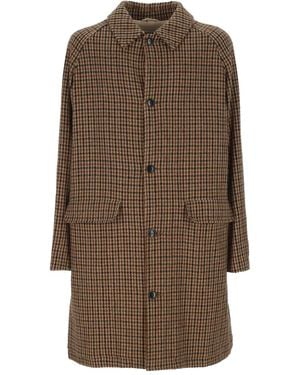 Sebago Checked Trench Coat - Brown
