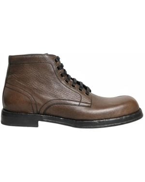 Dolce & Gabbana Perugino Leather Ankle Boots - Brown