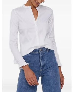 Mos Mosh Mattie Ruffled-Cuff Band-Collar Shirt - White