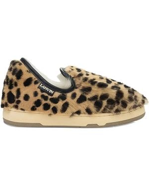 Lanvin Dbb1 Leopard-Print Slip-On Sneakers - Brown