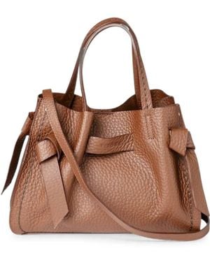 VISONA Vittoria Noce Pebbled Knotted Tote Bag - Brown