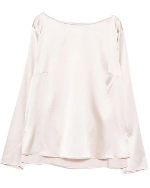Purotatto Boat-Neck Long-Sleeve Blouse - Natural