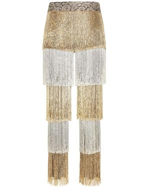 Dolce & Gabbana Beaded Fringing Lace Pants - Natural