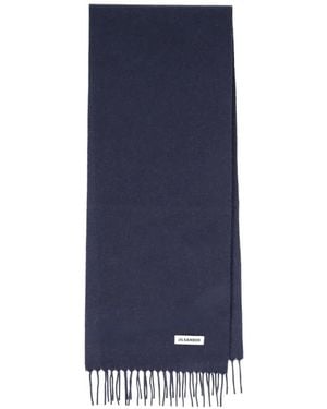 Jil Sander Slim Wool Scarf - Blue