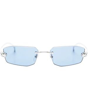 Cartier Rimless Rectangle-Frame Sunglasses - Blue