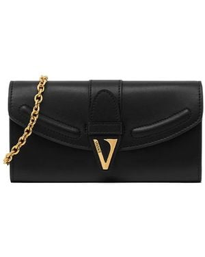 Versace Vロゴ チェーン クラッチバッグ - ブラック