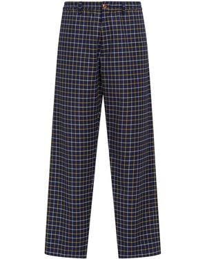 Marni Check-Pattern Straight-Leg Pants - Blue
