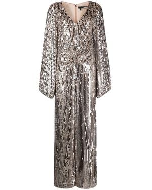 ROTATE BIRGER CHRISTENSEN V-Neck Sequin Jumpsuit - Grey