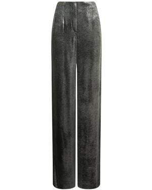 Alberta Ferretti Metallic-Effect Straight-Leg Pants - Gray