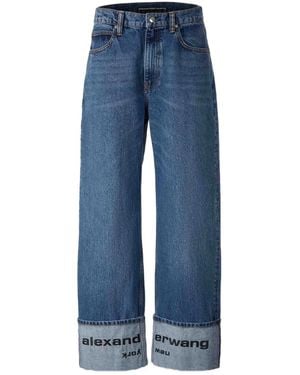 Alexander Wang Cuffed Logo-Detail Jeans - Blue