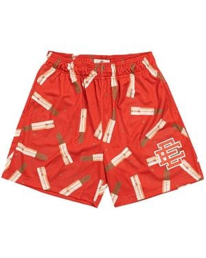 Eric Emanuel Ee Basic Lipstick Logo-Print Mesh Shorts - Red