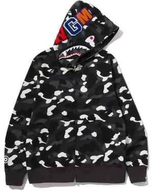 A Bathing Ape Shark Camouflage-Print Hoodie - Black