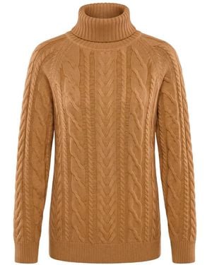 Moorer Cable-Knit Roll-Neck Sweater - Brown