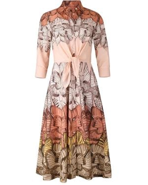 Sara Roka Dralla Tie Front Floral Dress - Natural