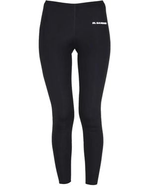 Jil Sander Leggings Con Stampa Logo - Blu