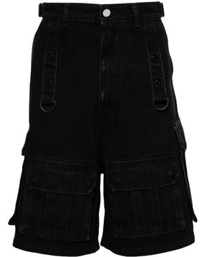 Vetements High-Rise Denim Cargo Shorts - Black