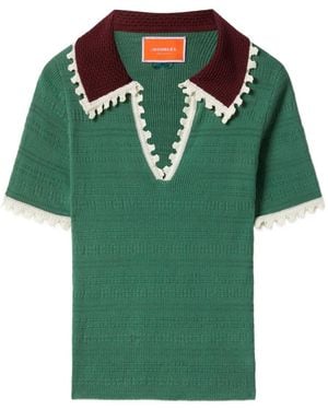 La DoubleJ Scallop-Trimmed Polo Shirt - Green