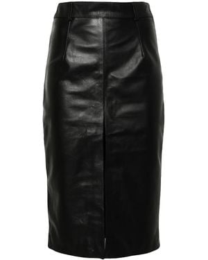 Manokhi Alma Leather Pencil Skirt - Black