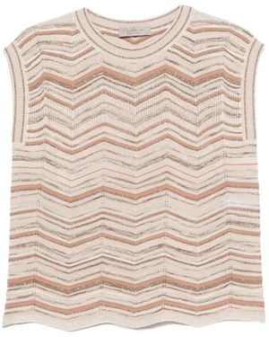 D.exterior Chevron-Pattern Sleeveless Top - Natural